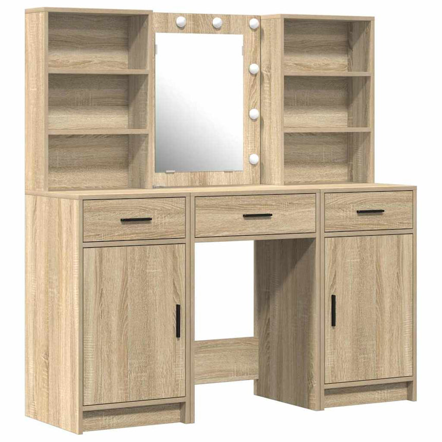 vidaXL Ensemble de Coiffeuse 3 pcs Chêne Sonoma Bois d'ingénierie