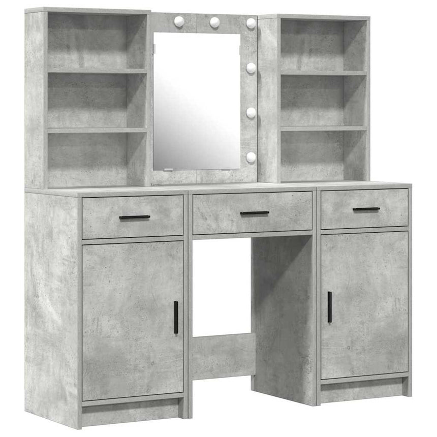 vidaXL Ensemble de Coiffeuse 3 pcs Gris béton Bois d'ingénierie