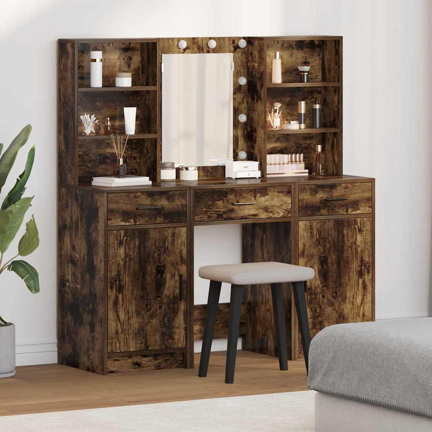 vidaXL Ensemble de Coiffeuse 3 pcs Chêne fumé Bois d'ingénierie