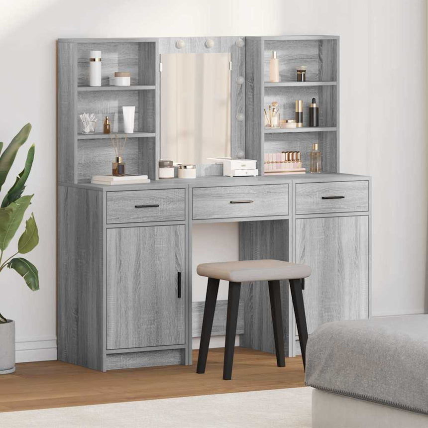 vidaXL Ensemble de Coiffeuse 3 pcs Gris Sonoma Bois d'ingénierie