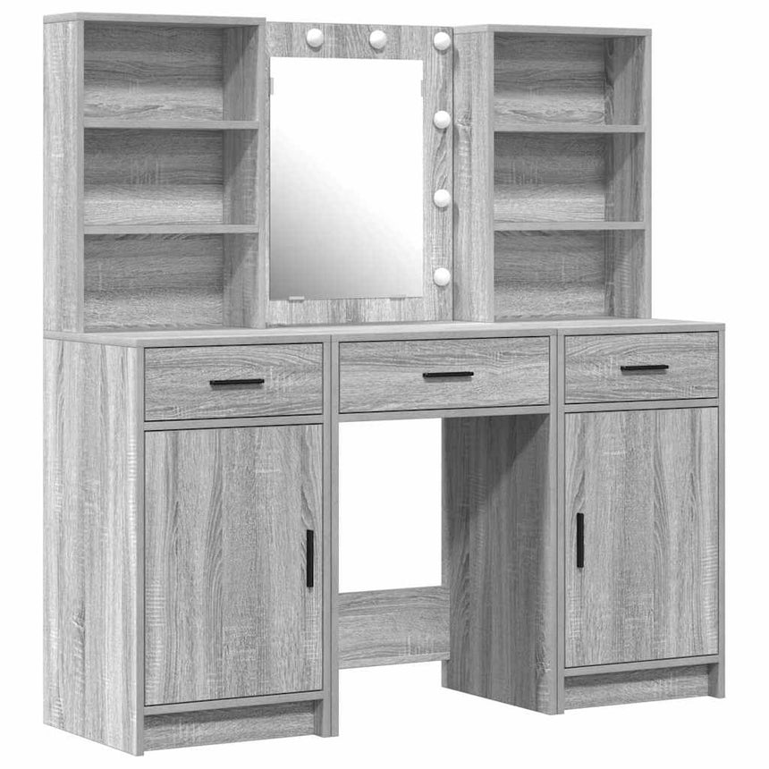 vidaXL Ensemble de Coiffeuse 3 pcs Gris Sonoma Bois d'ingénierie