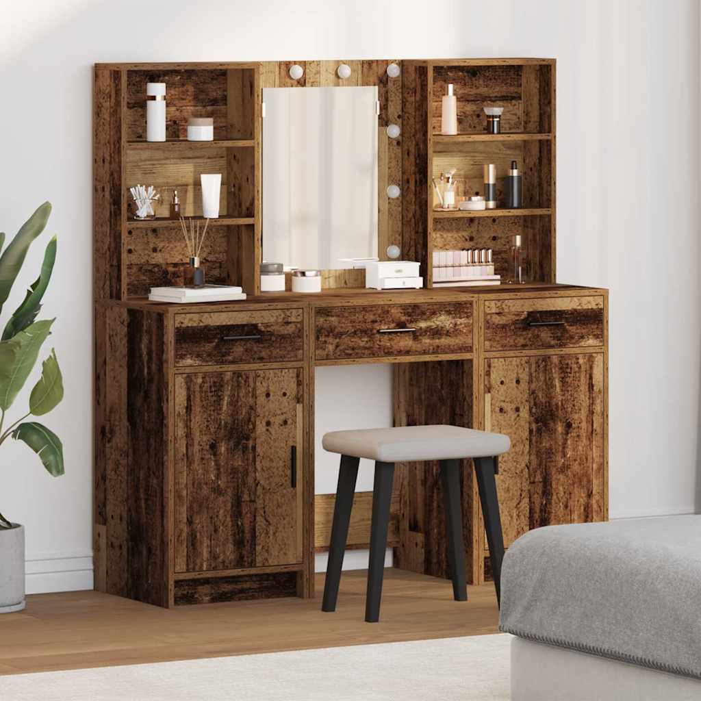 vidaXL Ensemble de Coiffeuse 3 pcs Bois ancien Bois d'ingénierie