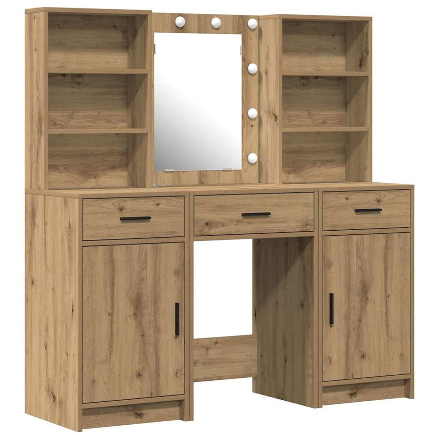 vidaXL Ensemble de Coiffeuse 3 pc Chêne artisanal Bois d'ingénierie