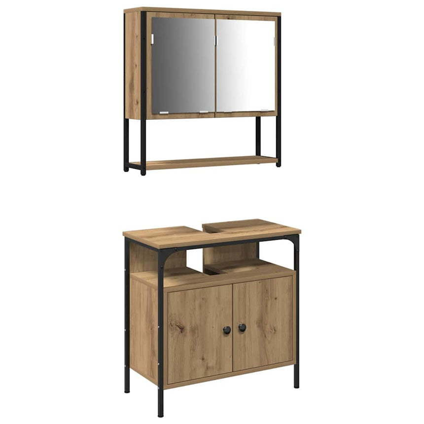 vidaXL Ensemble de mobilier de salle de bain 2 pc Marron