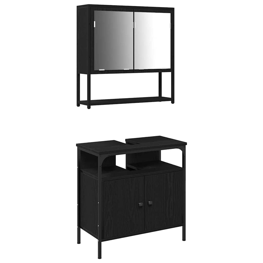 vidaXL Ensemble de mobilier de salle de bain avec étagère 2 pcs Noir