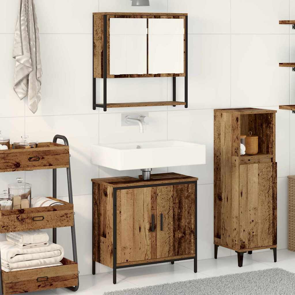 vidaXL Ensemble de mobilier de salle de bain avec étagère 2 pcs Marron