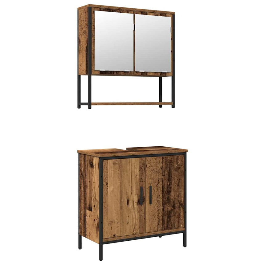 vidaXL Ensemble de mobilier de salle de bain avec étagère 2 pcs Marron