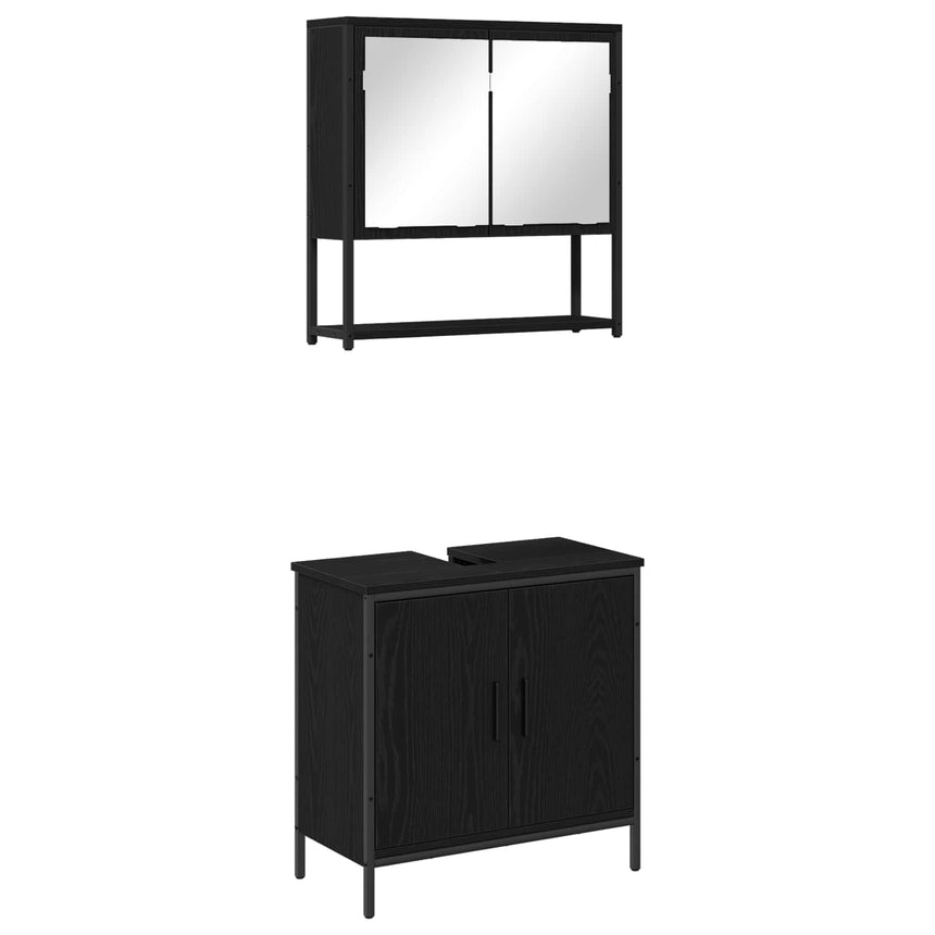 vidaXL Ensemble de mobilier de salle de bain avec étagère 2 pcs Noir