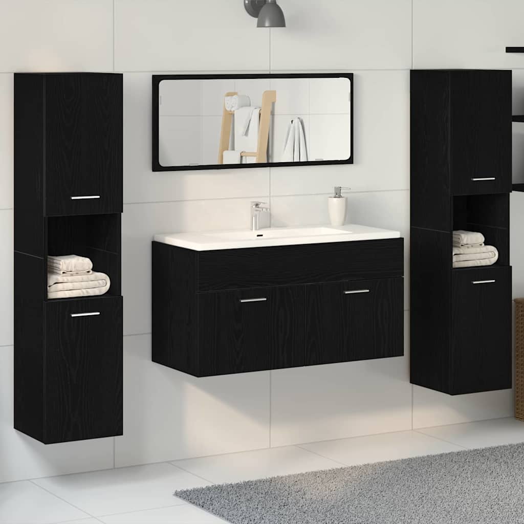 vidaXL Ensemble de mobilier de salle de bain 4 pcs Chêne noir