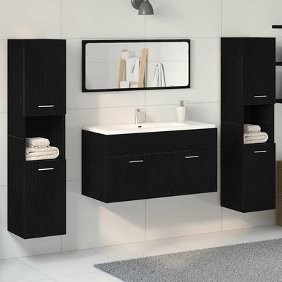 vidaXL Ensemble de mobilier de salle de bain 4 pcs Chêne noir