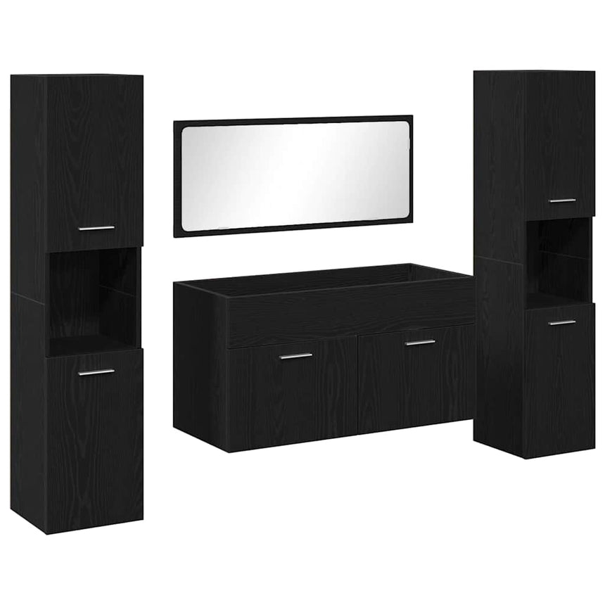 vidaXL Ensemble de mobilier de salle de bain 4 pcs Chêne noir