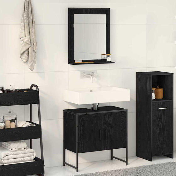 vidaXL Ensemble de mobilier de salle de bain Montage mural 2 pcs Noir