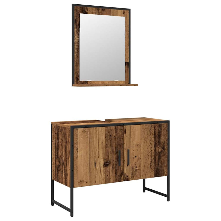 vidaXL Ensemble de mobilier de salle de bain avec porte 2 pcs Marron
