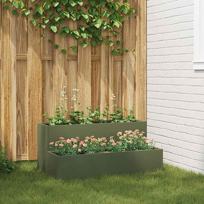 Tuin Plantpot Olijf Groen 100 X 60 X 45 Cm Koudgewalst Staal
