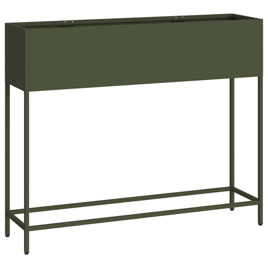 Verhoogde Tuin Plantenbak Olijfgroen 100 X 26 X 82 Cm Staal