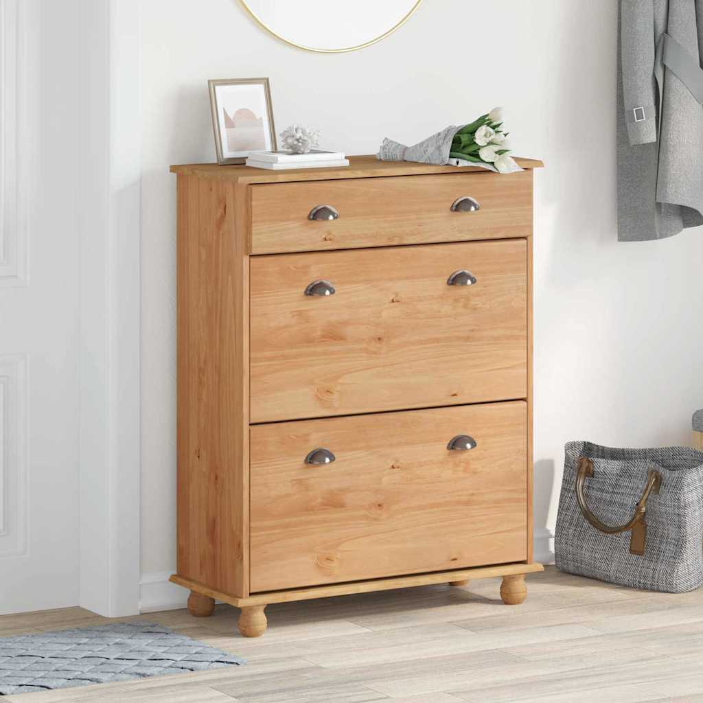 Schoenenkast Askim 85 X 35 X 108 Cm Massief Grenenhout