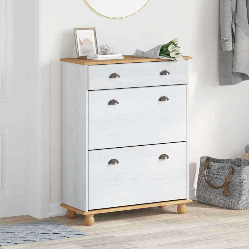 Schoenenkast Askim 85 X 35 X 108 Cm Massief Grenenhout