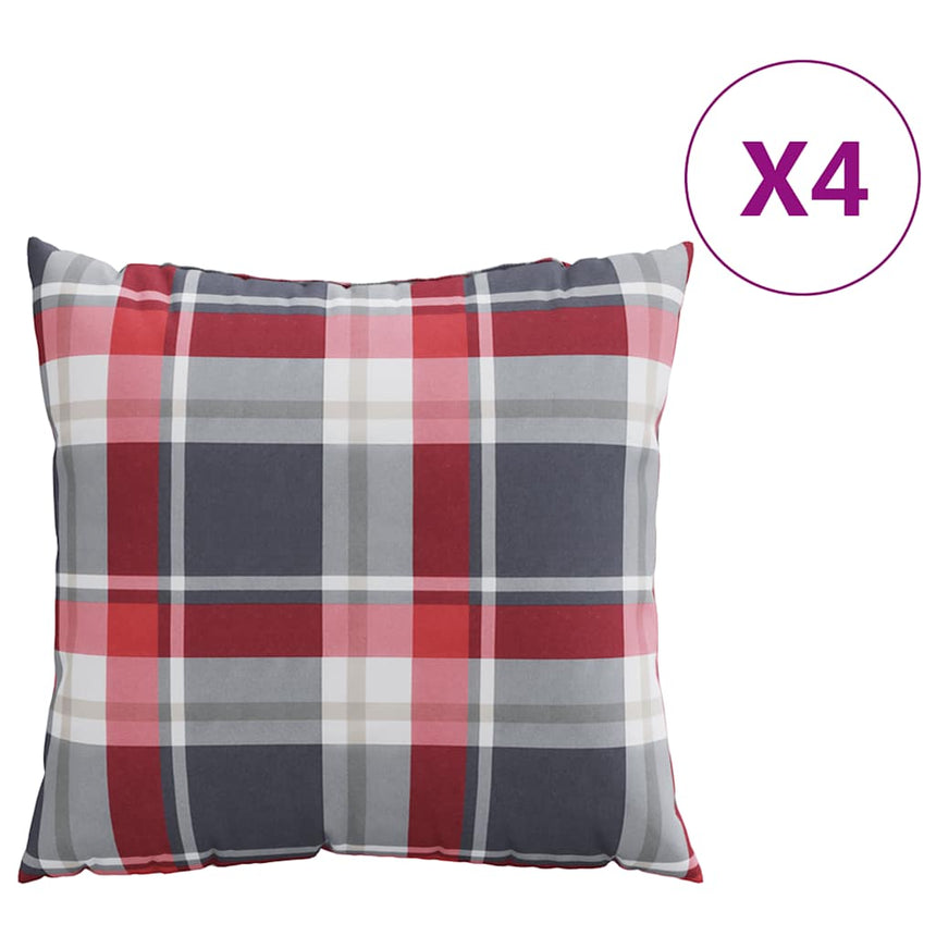 Bankkussens 4 Stuks Rood Geruit Patroon 50X50 Cm Stof