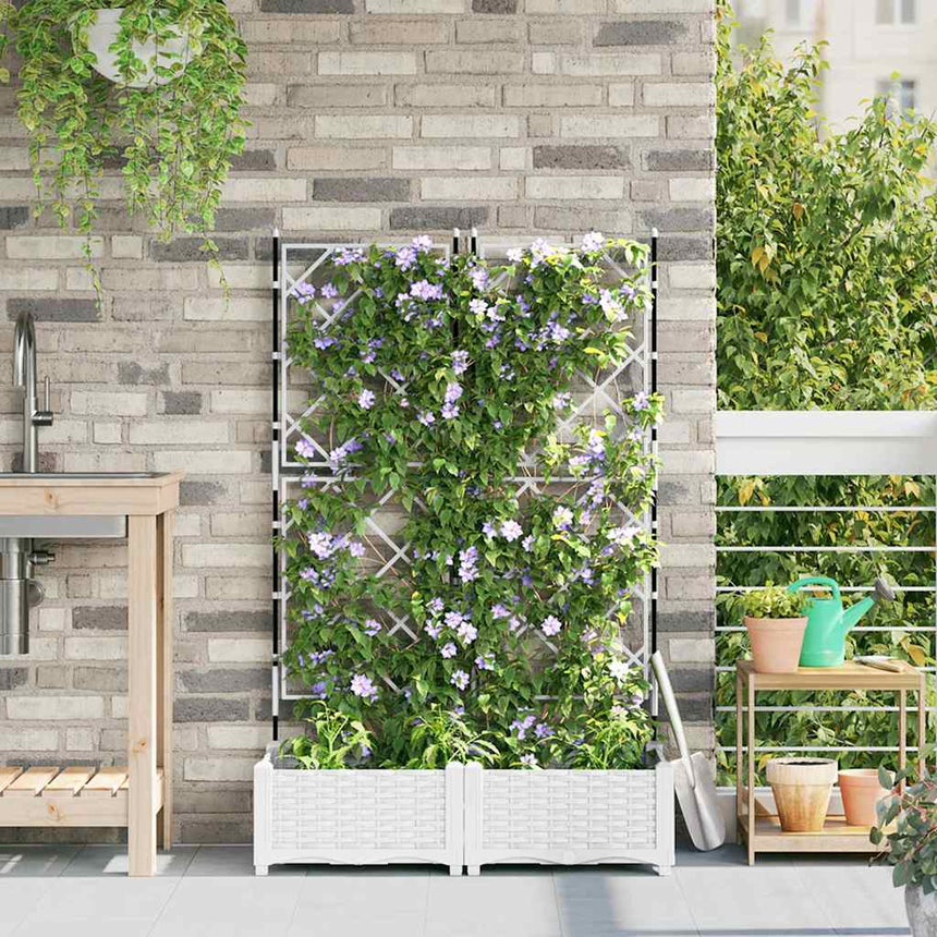 Tuin Plantpot 2 Pcs Wit 80 X 40 X 125,5 Cm Kunststof