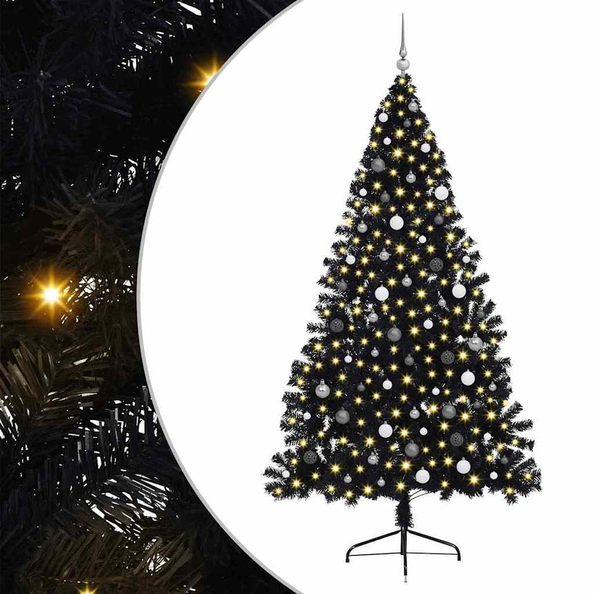 Kunststof Voorverlichte Kerstboom Met 300 Led Pvc Zwart