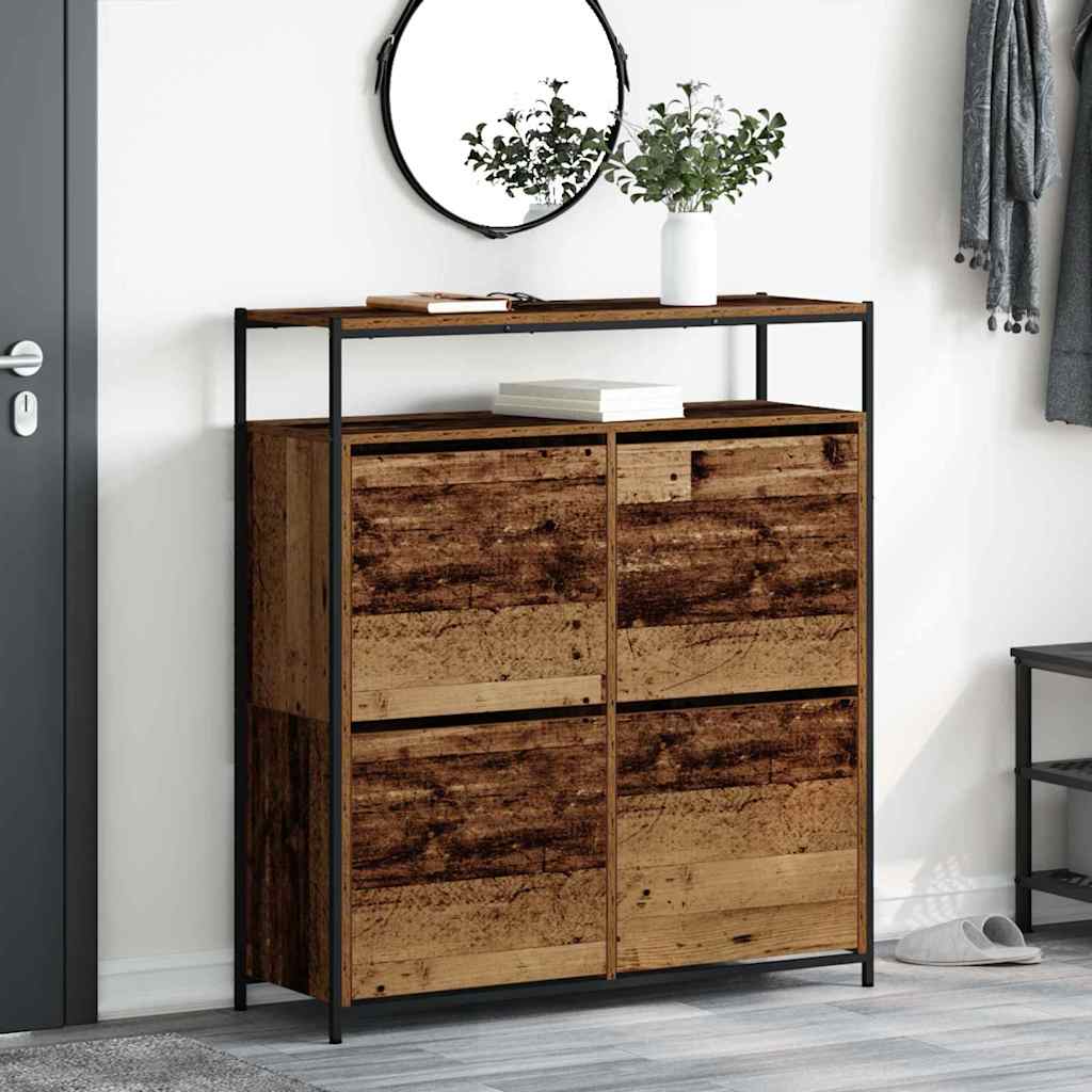 Schoenenkast Met Plank Oudhout 100 X 34 X 112 Cm Bewerkt Hout