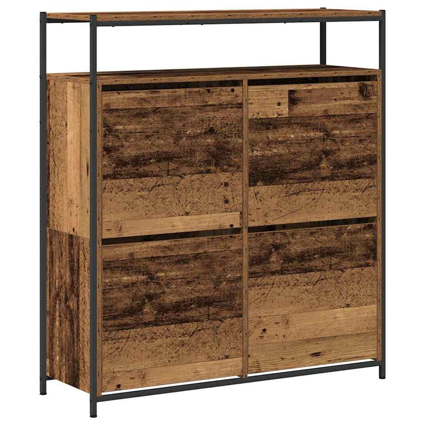 Schoenenkast Met Plank Oudhout 100 X 34 X 112 Cm Bewerkt Hout