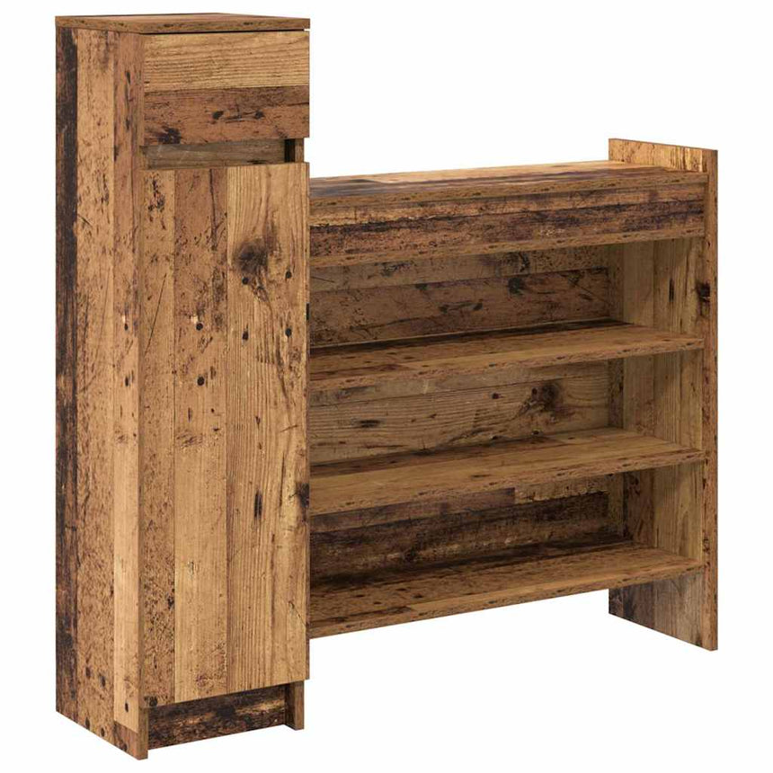 Schoenenkast Met Lade Oudhout 100,5 X 28 X 100 Cm Bewerkt Hout
