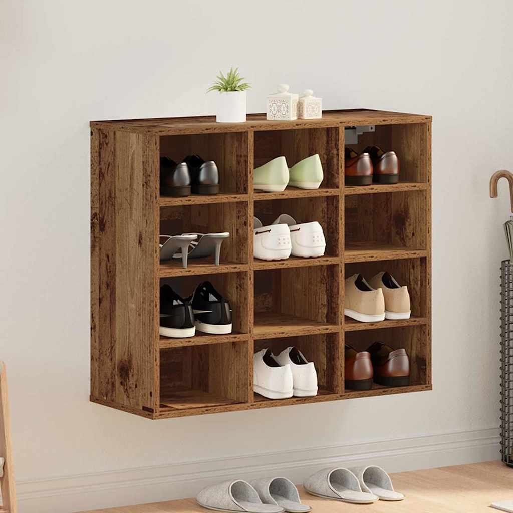 Schoenenkast Met Plank Oudhout Bewerkt Hout