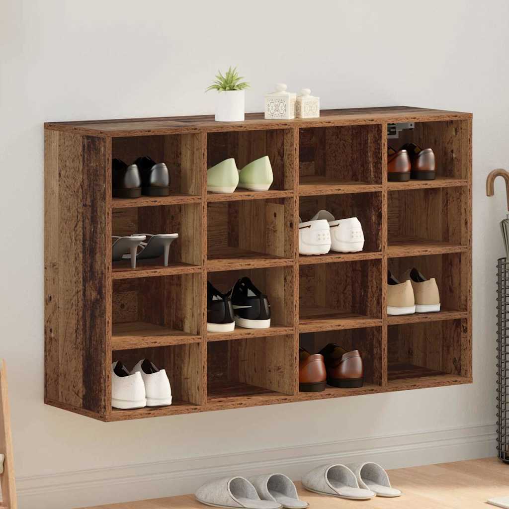 Schoenenkast Met Plank Oudhout Bewerkt Hout