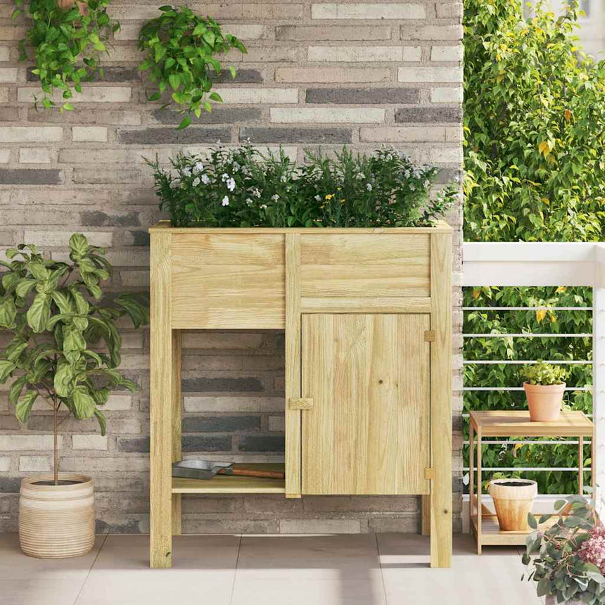 Hoge Plantenbak Met Plank Bruin 85,5 X 46,5 X 96 Cm
