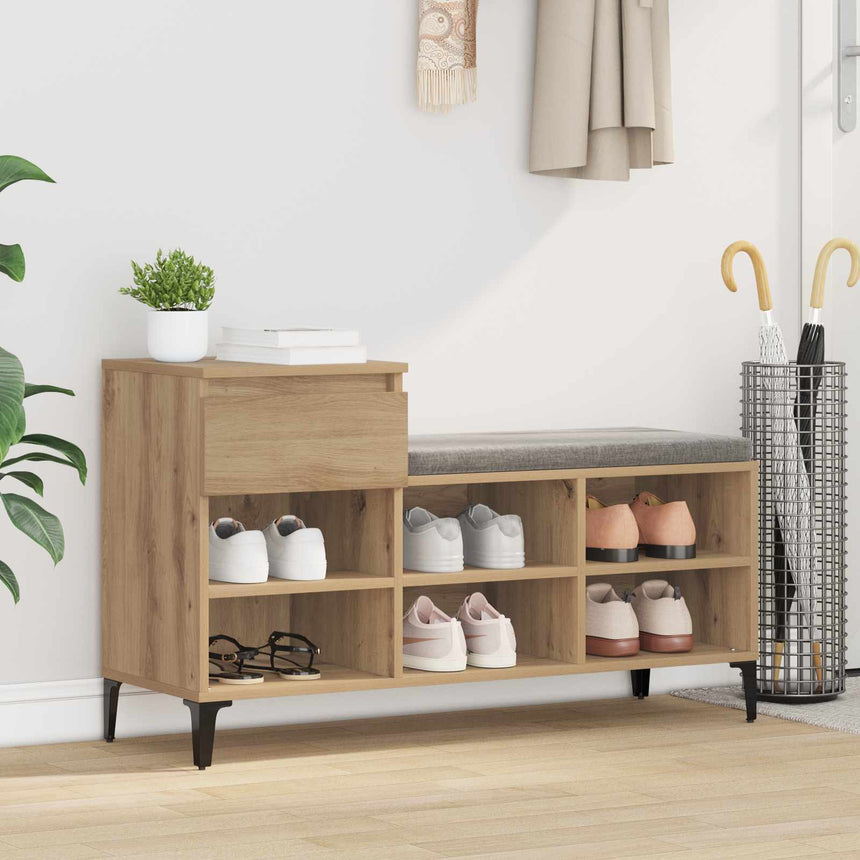 Schoenenkast Met Lade 102 X 36 X 60 Cm Bewerkt Hout