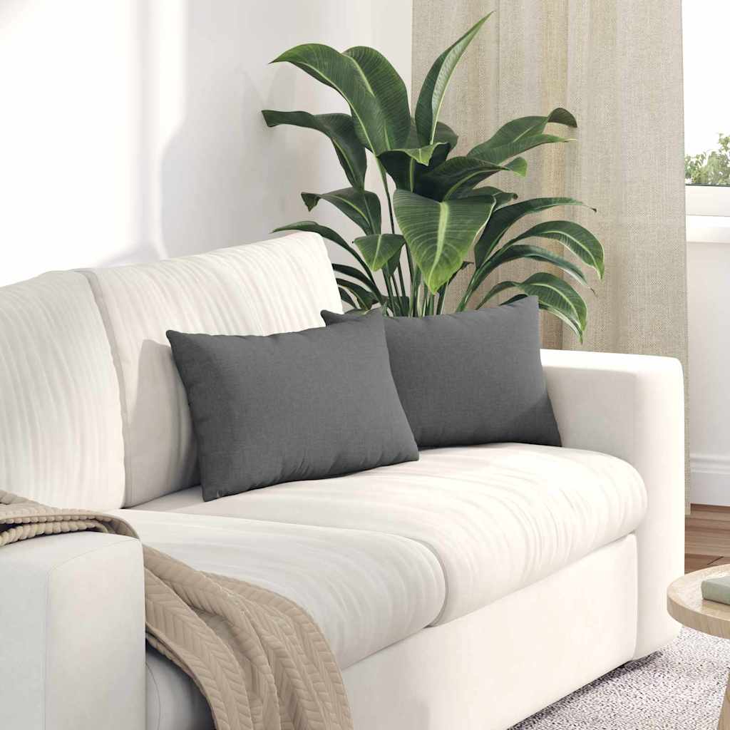 Zitkussens 2 Pcs 50 X 30 Cm Stof Donkergrijs