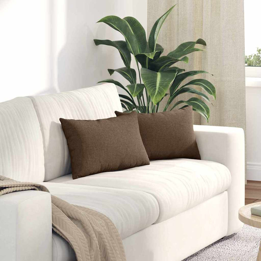 Zitkussens 2 Pcs 50 X 30 Cm Stof Bruin
