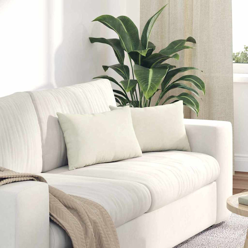 Zitkussens 2 Pcs 50 X 30 Cm Corduroy Stof Crème