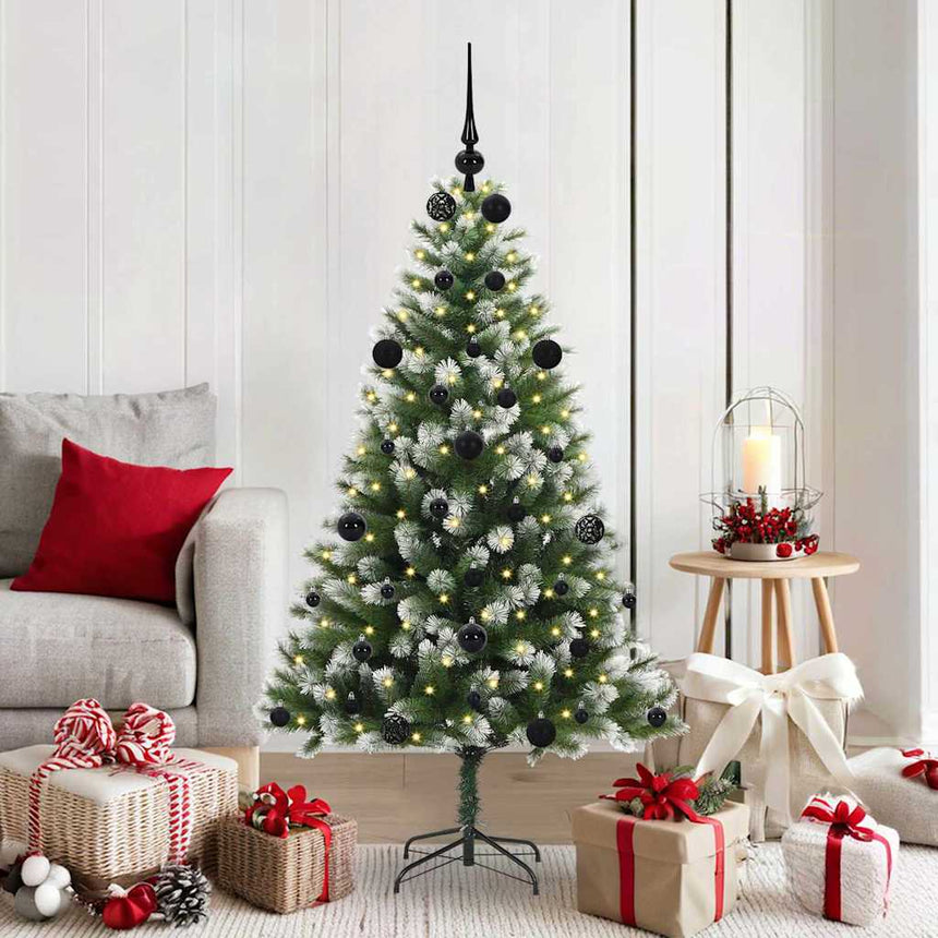 Kunstmatige Scharnierende Kerstboom Met Gevlochten Sneeuw
