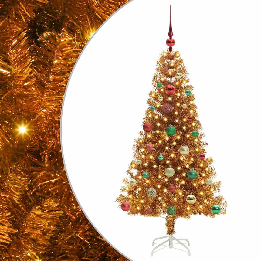 Kerstboom Met 150 Led Met Standaard Goud 150 Cm Pet