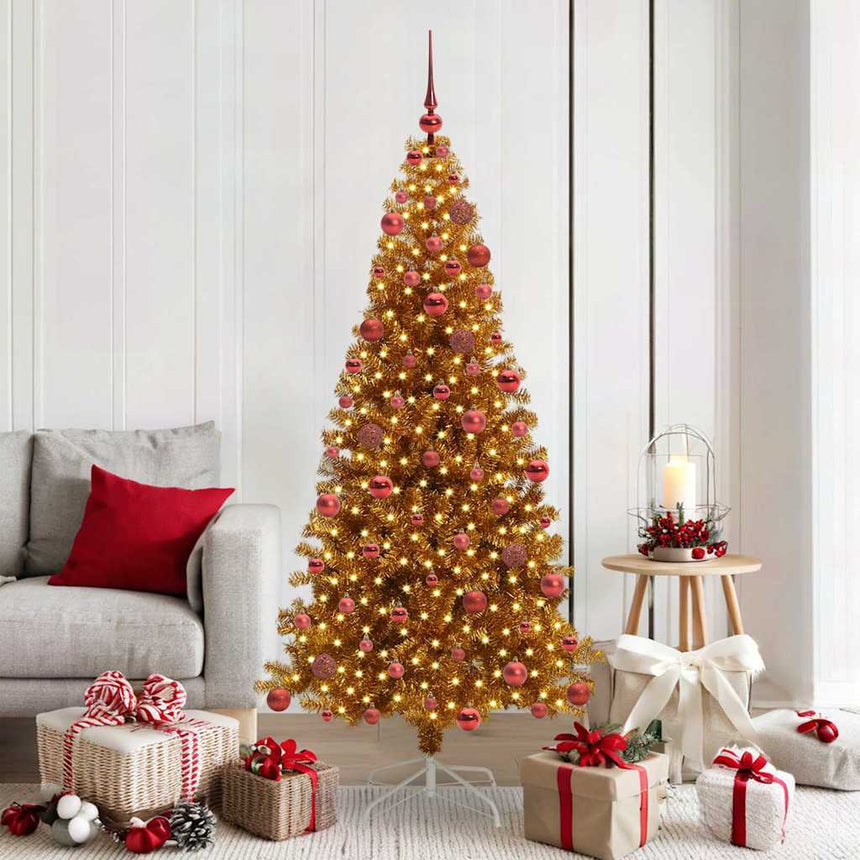 Kerstboom Met 300 Led Met Standaard Pet Goud