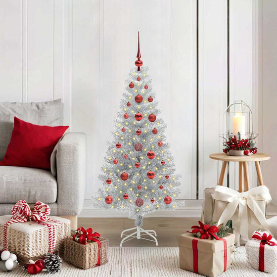 Kerstboom Met 150 Led Met Standaard Pet Zilver