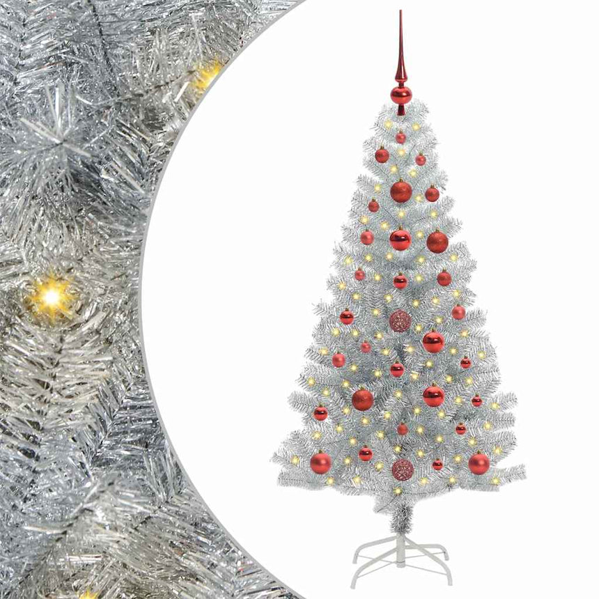 Kerstboom Met 150 Led Met Standaard Pet Zilver