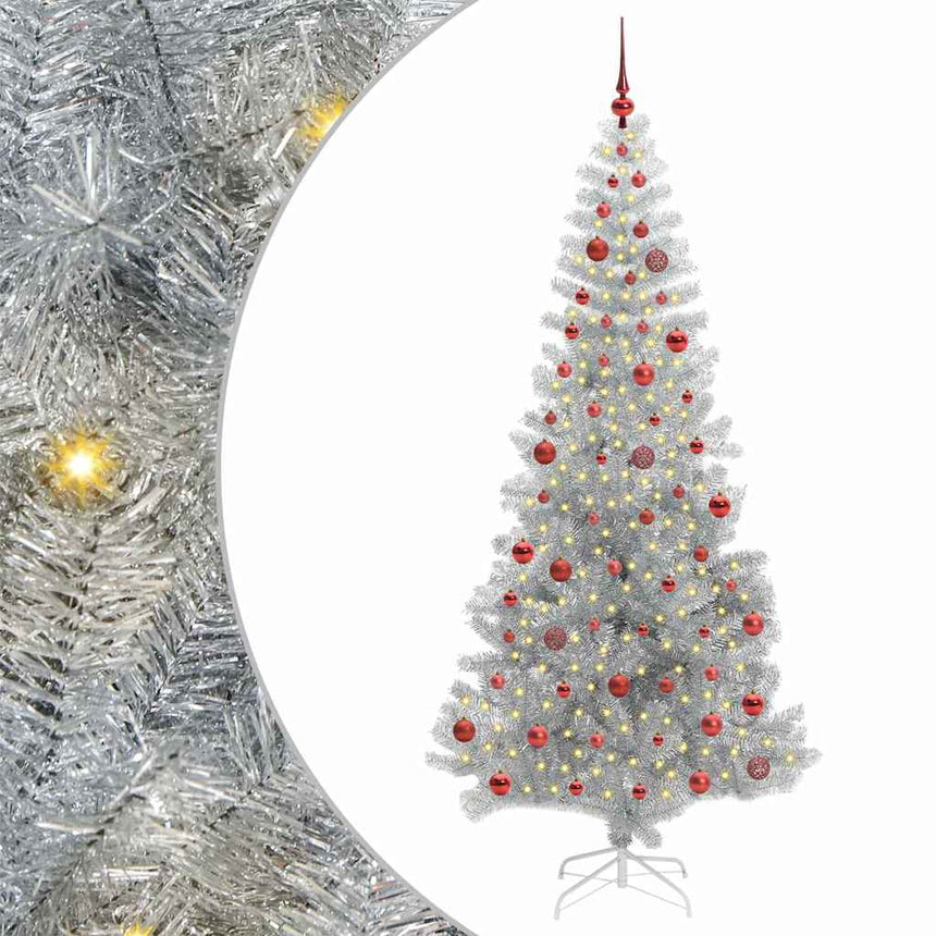 Kerstboom Met 300 Led Met Standaard Zilver 210 Cm Pet