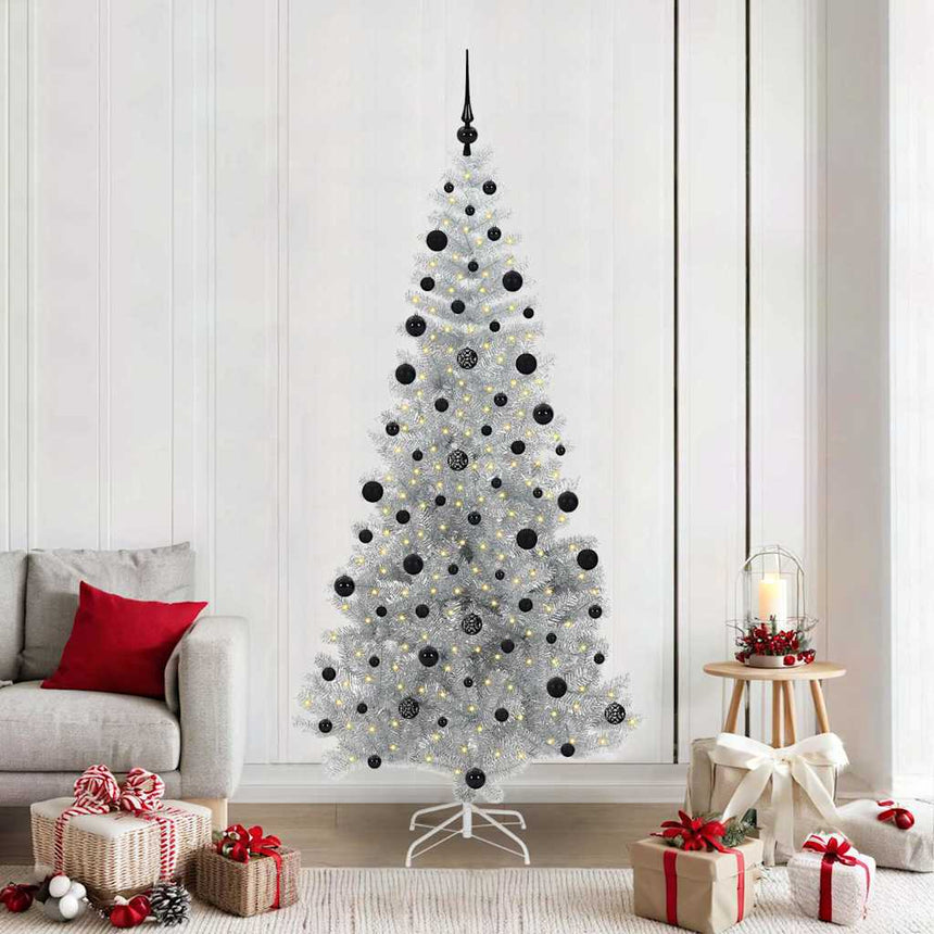 Kerstboom Met 300 Led Met Standaard Zilver 210 Cm Pet