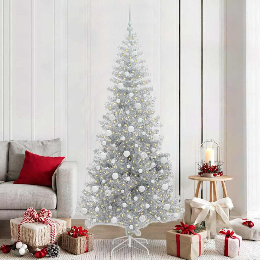 Kerstboom Met 300 Led Met Standaard Zilver 210 Cm Pet