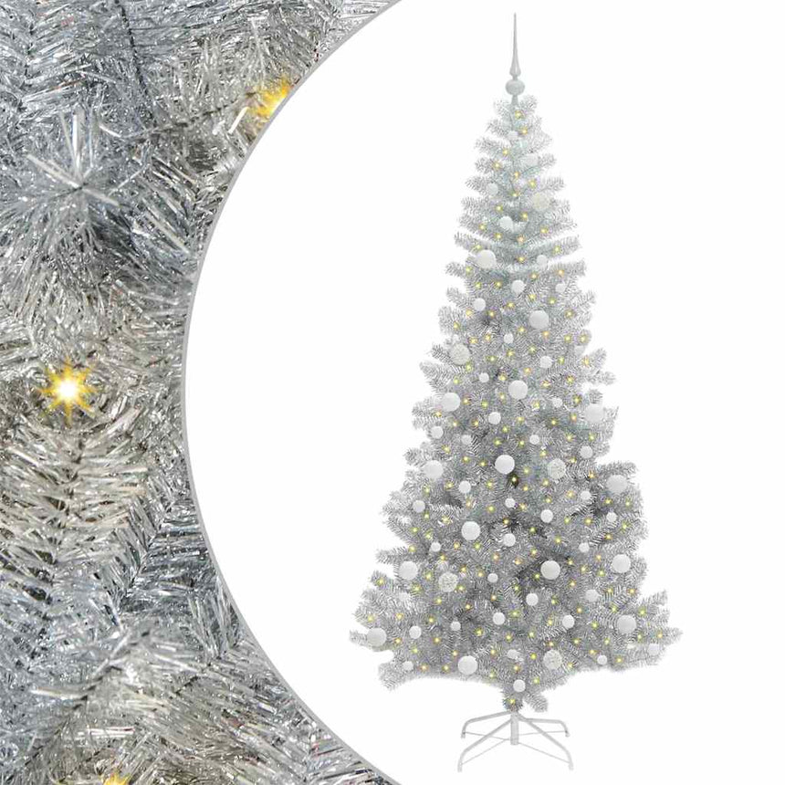 Kerstboom Met 300 Led Met Standaard Zilver 210 Cm Pet