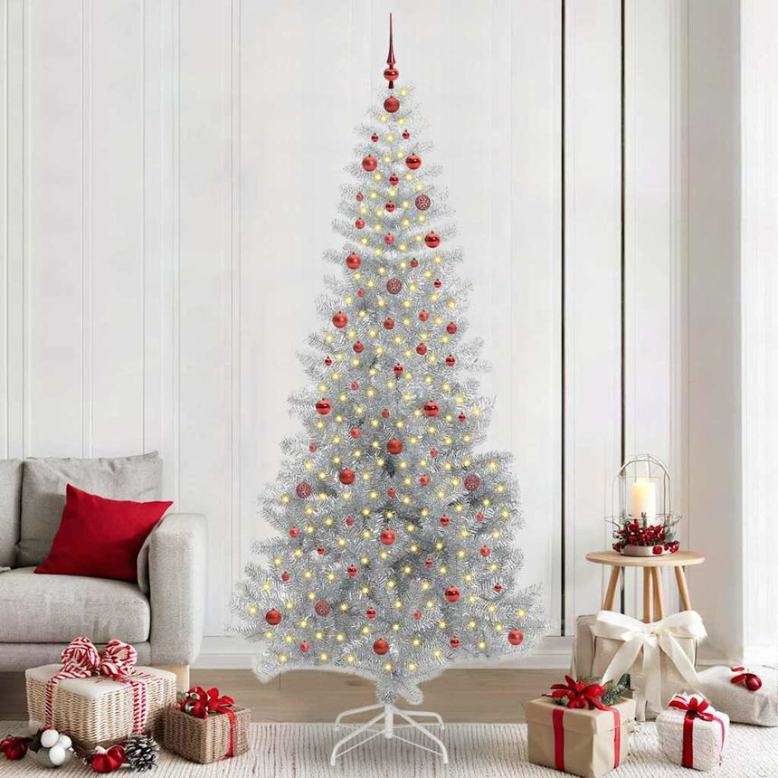 Kerstboom Met 150 Led Met Standaard Pet Zilver