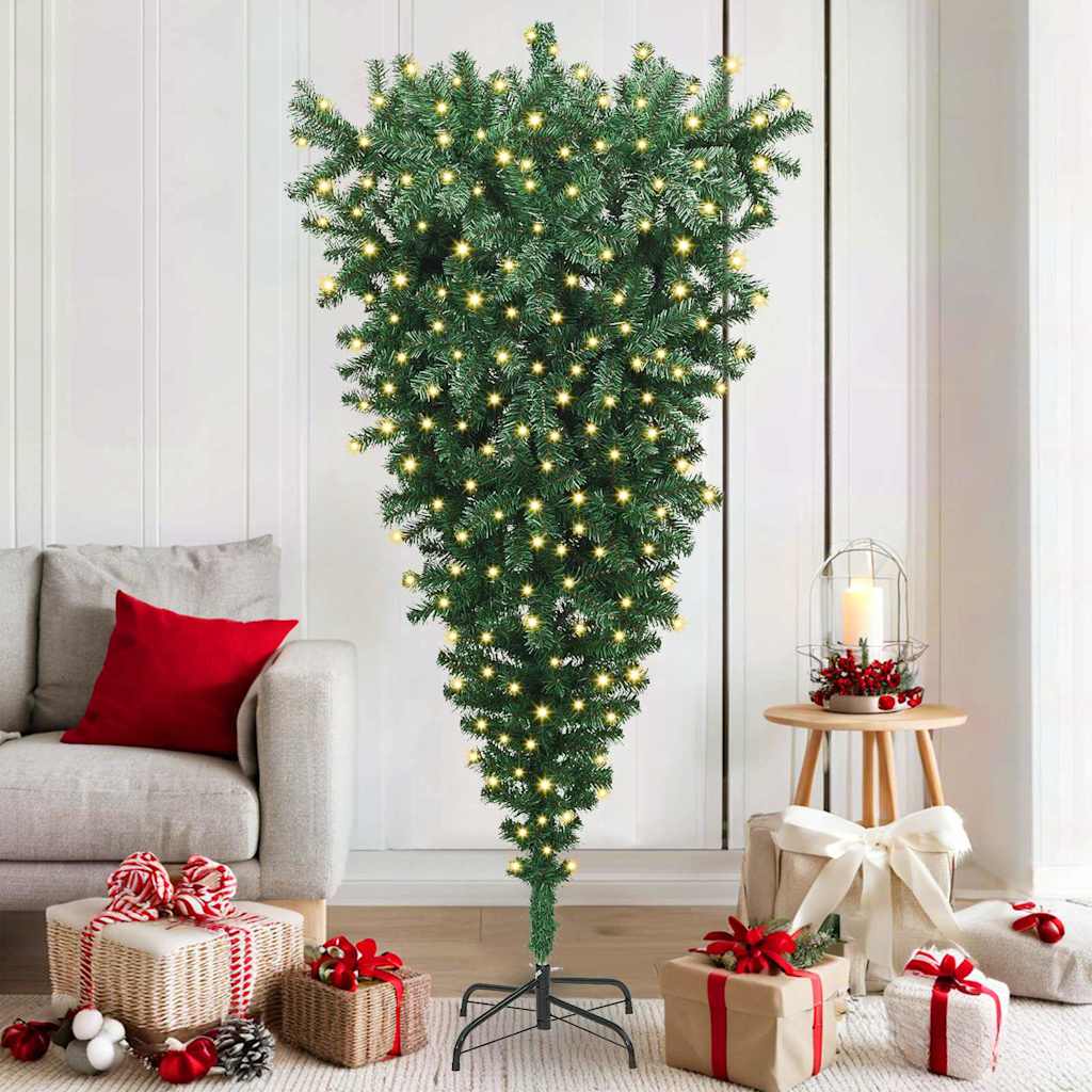 Ondersteboven Kunstmatige Voorgelichte Kerstboom Groen 180 Cm