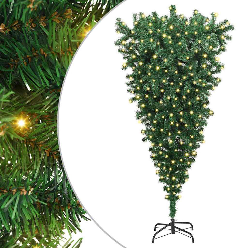 Ondersteboven Kunstmatige Voorgelichte Kerstboom Groen 180 Cm