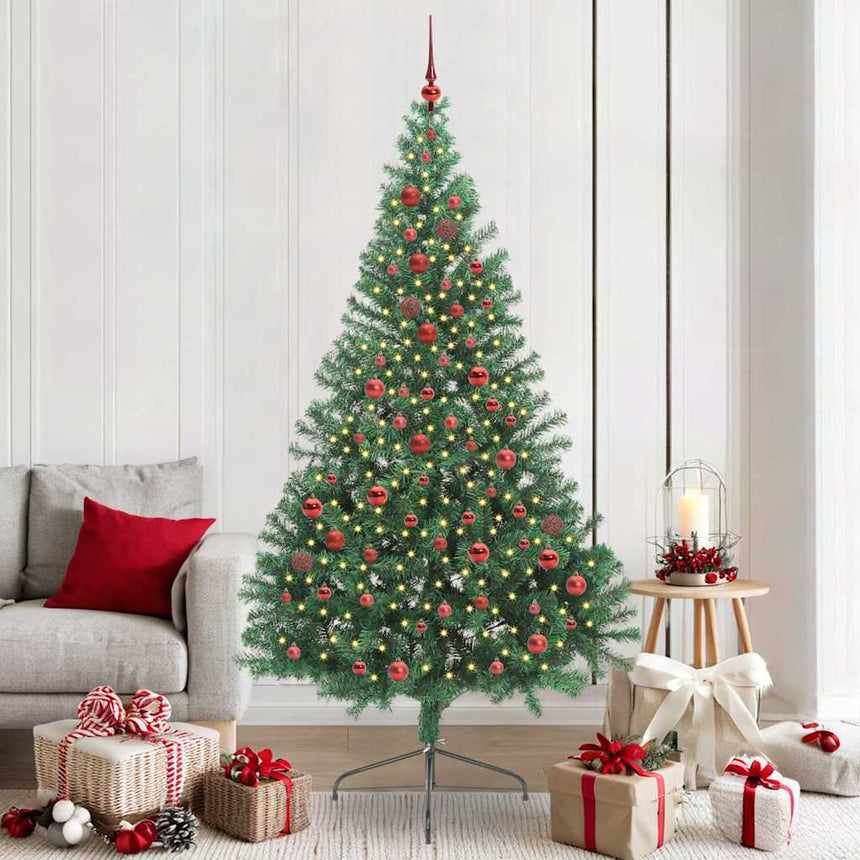 Kunststof Voorverlichte Kerstboom Met 300 Led Pvc Groen