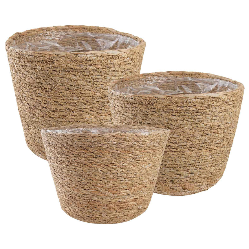 Zeegras Plantenmanden 3 Pcs Ø26 X 19 Cm 100% Zeegras
