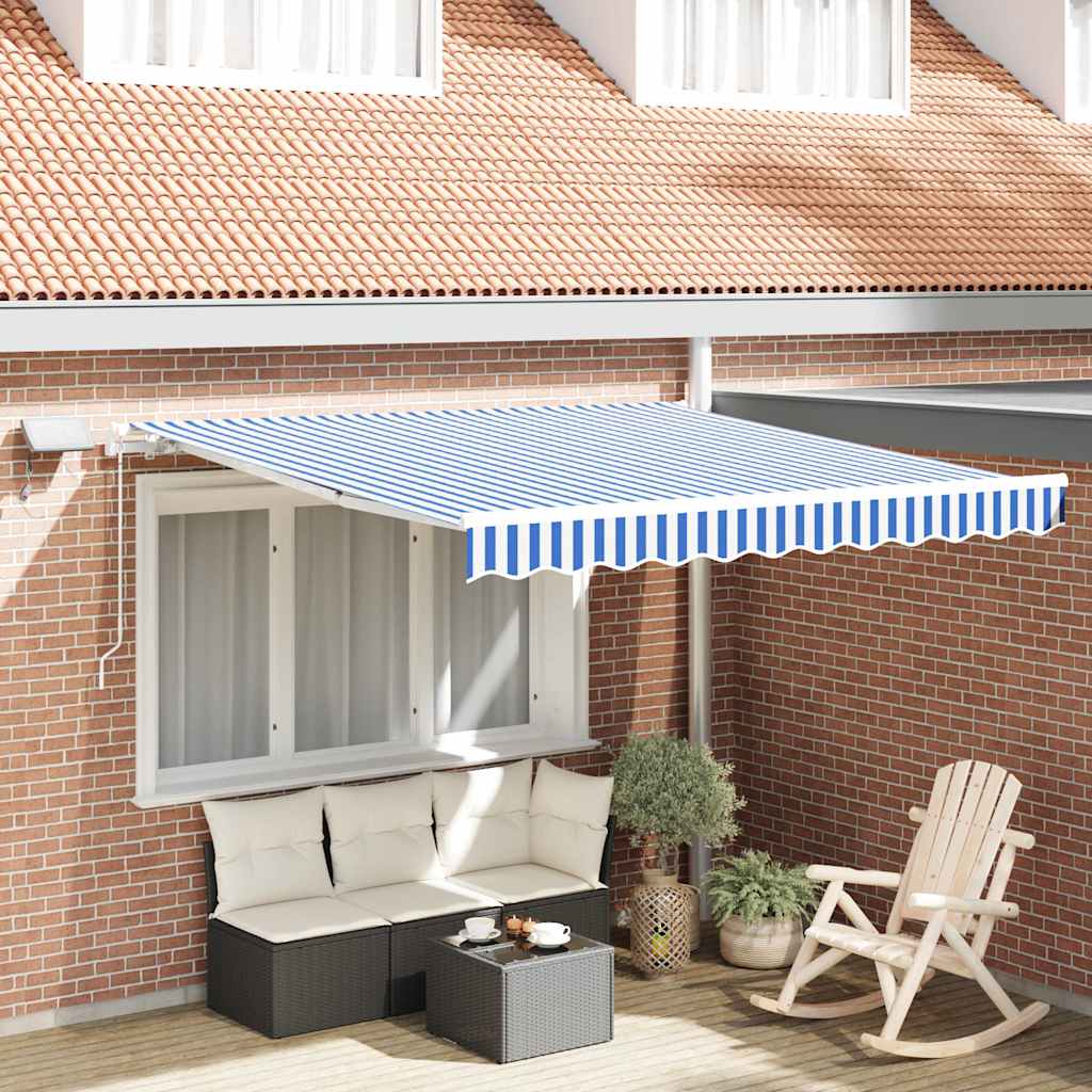 vidaXL Auvent Rétractable Bleu et Blanc 350 x 250 cm