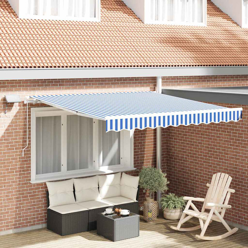 vidaXL Auvent Rétractable Bleu et Blanc 350 x 250 cm